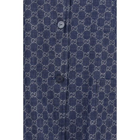 Gucci Blue Cotton Full-Length Jacket
