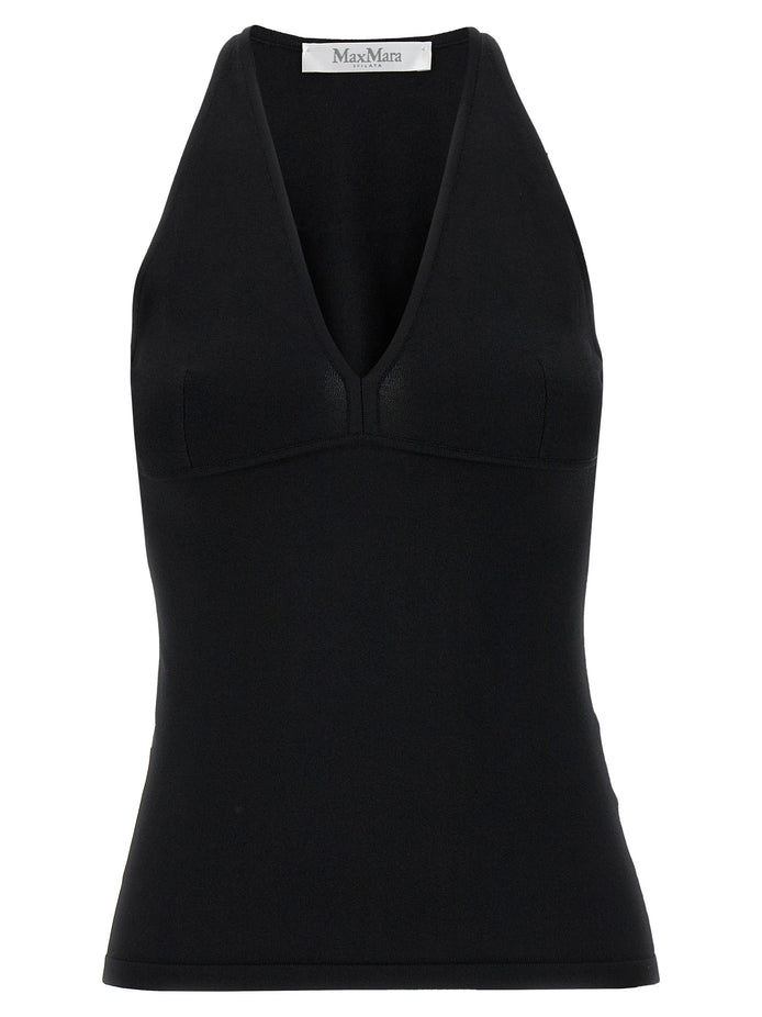 Max Mara Black Viscose Sleeveles T-Shirt