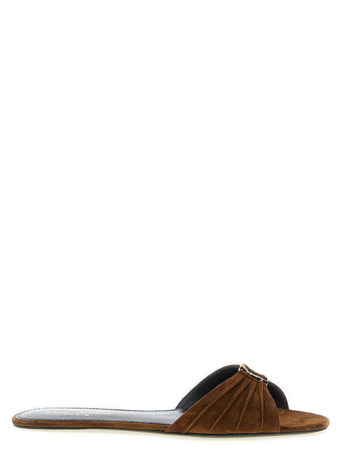 Saint Laurent Brown Calfskin Slides