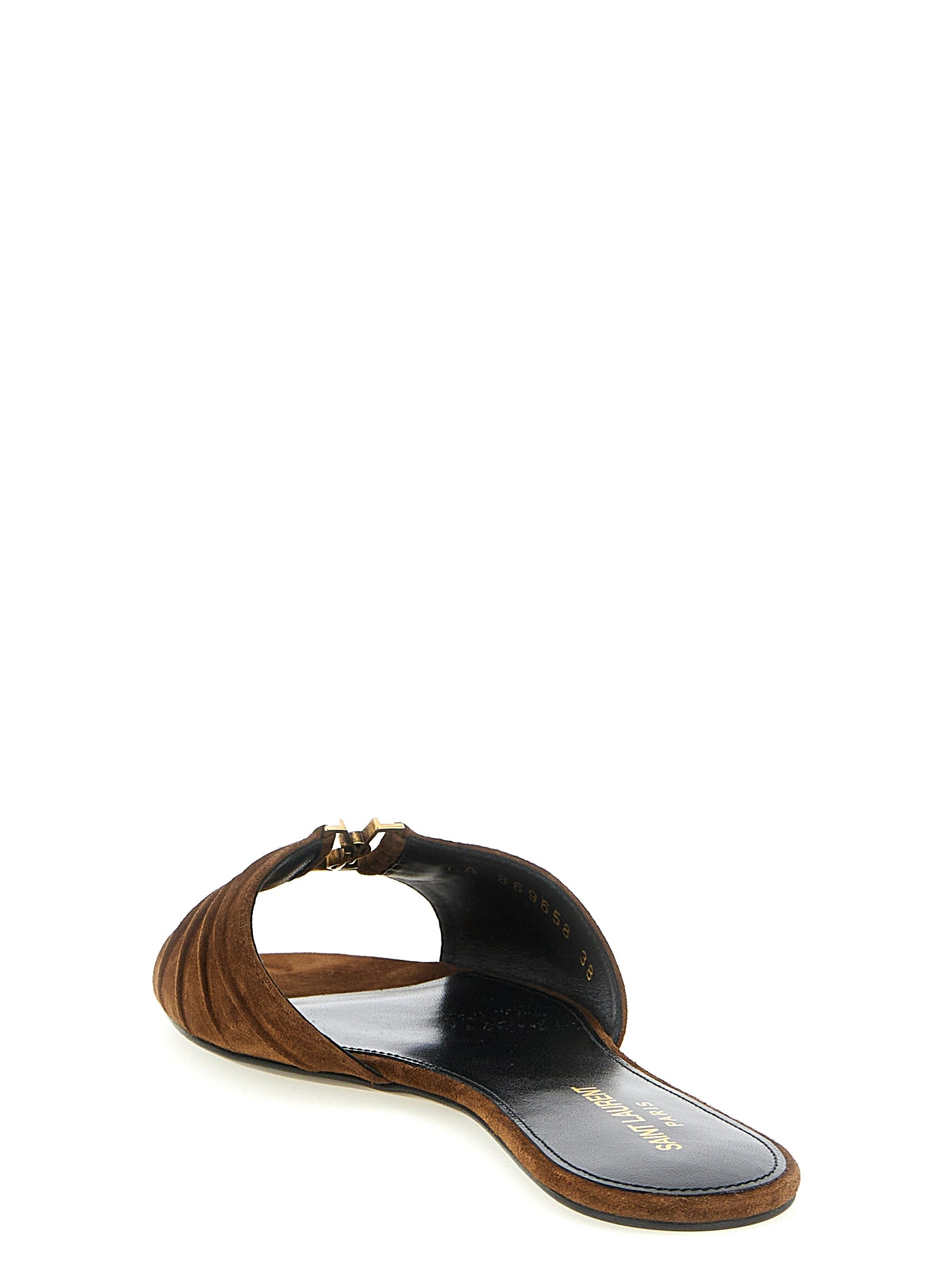 Saint Laurent Brown Calfskin Slides