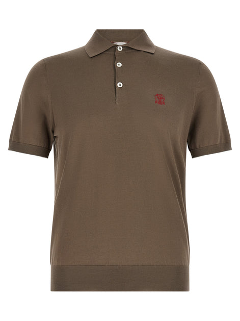 Brunello Cucinelli Brown Cotton Polo Shirt