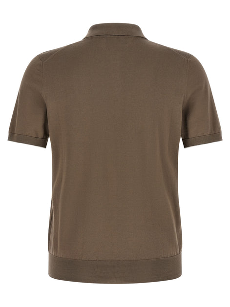 Brunello Cucinelli Brown Cotton Polo Shirt