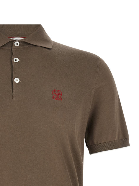 Brunello Cucinelli Brown Cotton Polo Shirt