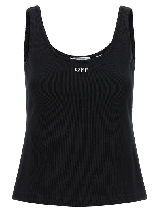 Off-White Black Cotton Tank Tops
