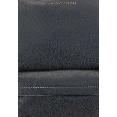 Brunello Cucinelli Black Calf Leather Bos Taurus Handbag