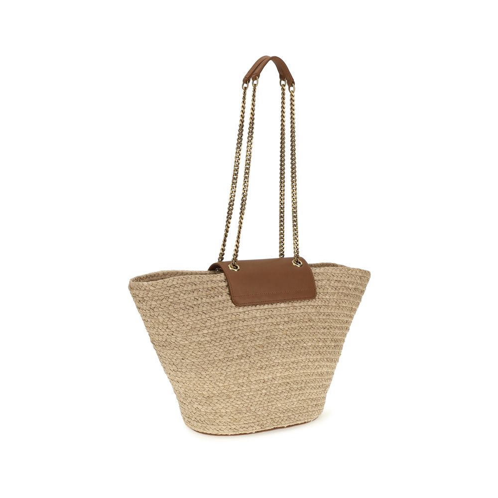 Saint Laurent Manon Beige Raffia Shoulder Bag