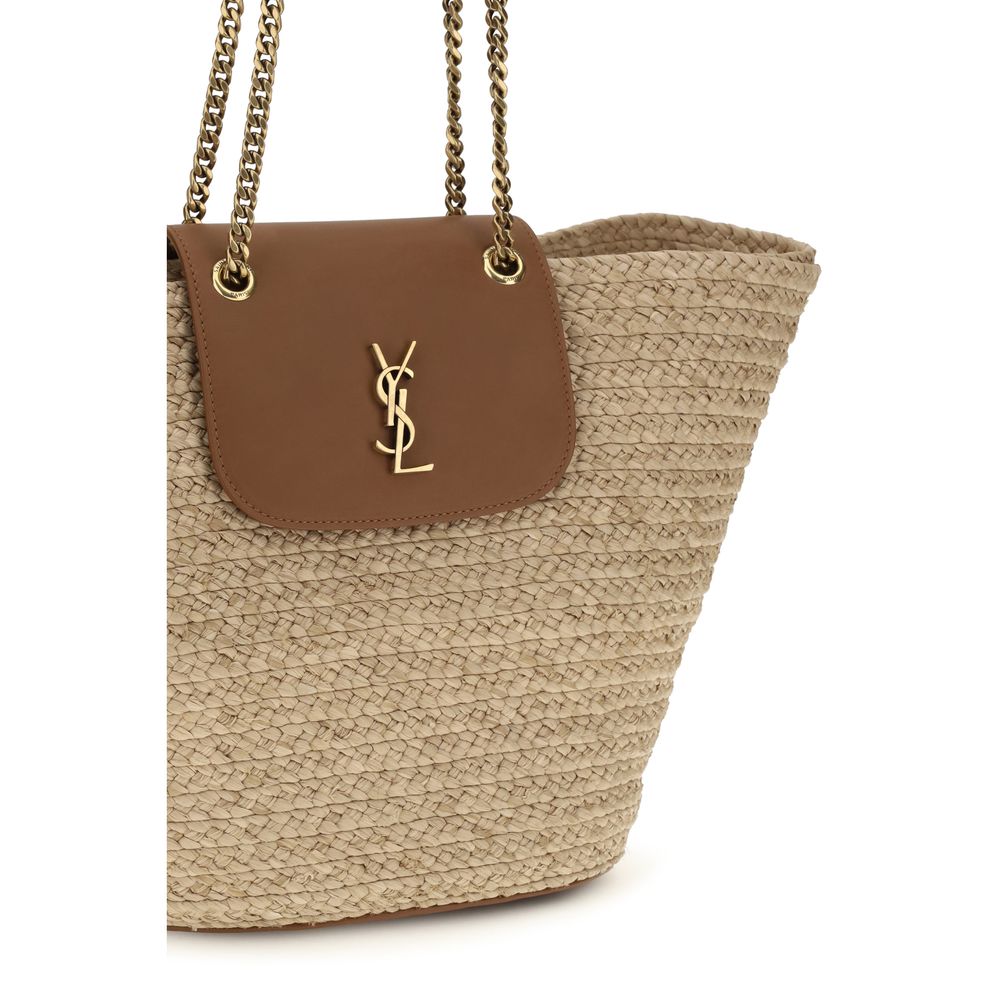 Saint Laurent Manon Beige Raffia Shoulder Bag
