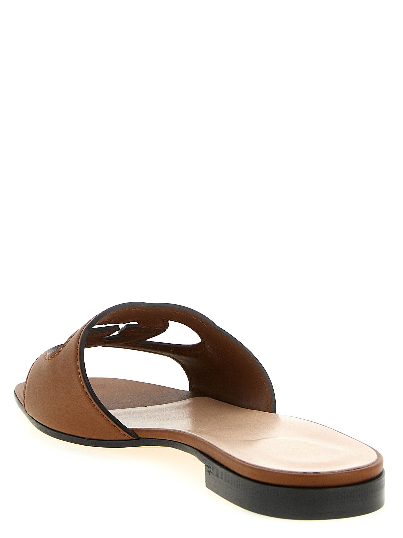 Gucci Brown Leather Slides