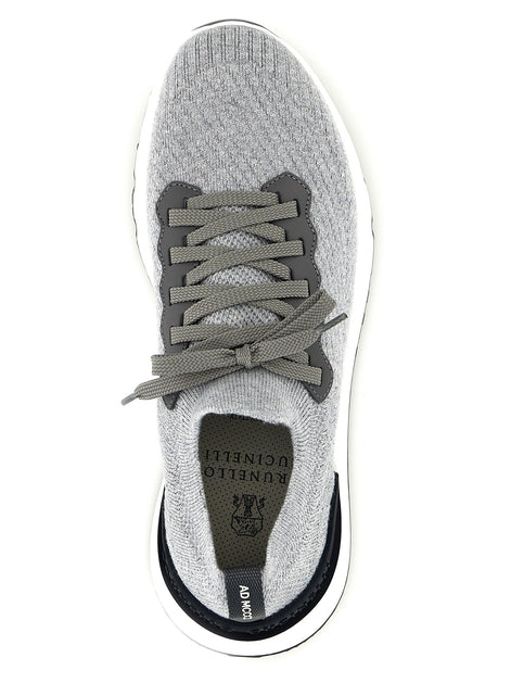 Brunello Cucinelli Gray Cotton Athletic Sneakers