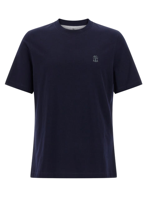 Brunello Cucinelli Blue Cotton T-Shirt