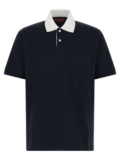 Gucci Blue Cotton Polo Shirt