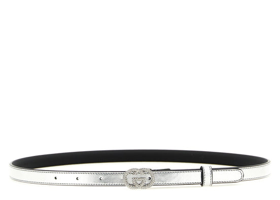 Gucci Silver Calfskin Thin Belt