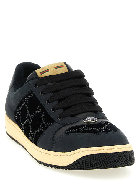 Gucci Black Cotton Low Top Sneakers
