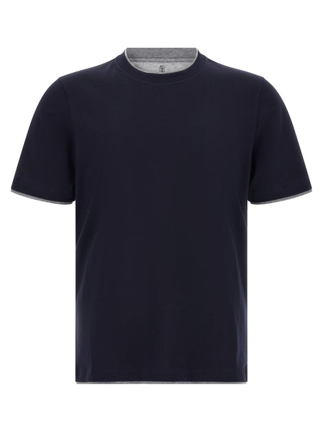 Brunello Cucinelli Blue Cotton T-Shirt