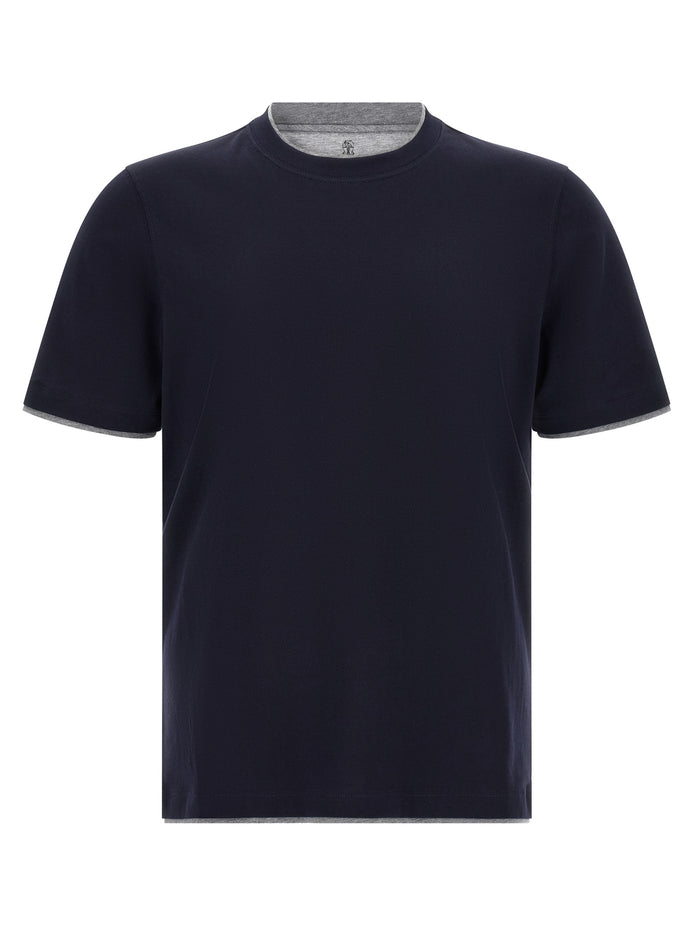 Brunello Cucinelli Blue Cotton T-Shirt