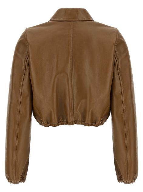Gucci Beige Lamb Leather Leather Jacket