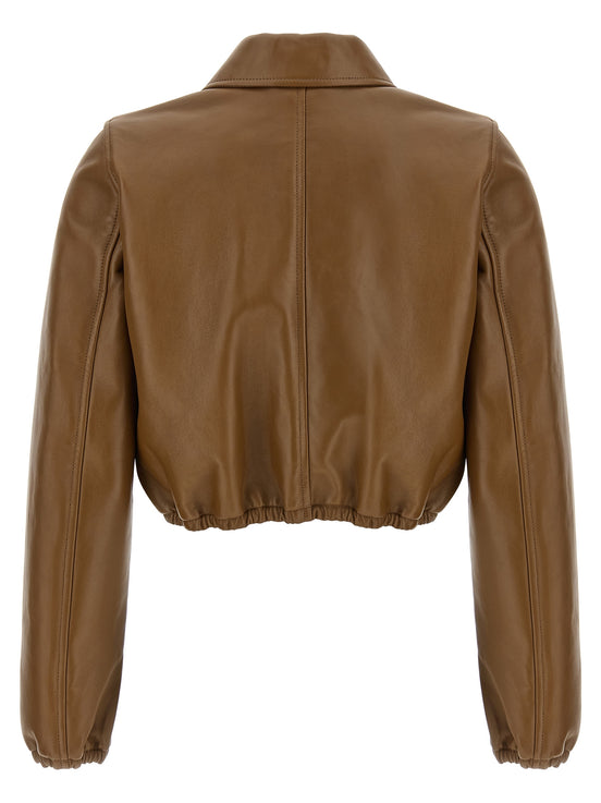 Gucci Beige Lamb Leather Leather Jacket