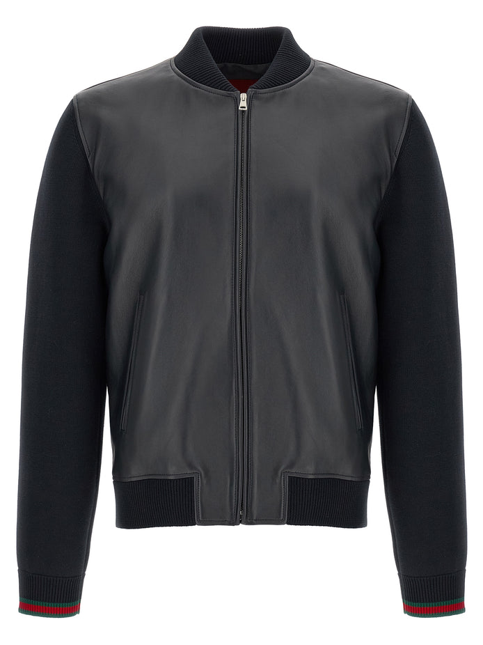 Gucci Blue Lamb Leather Leather Jacket