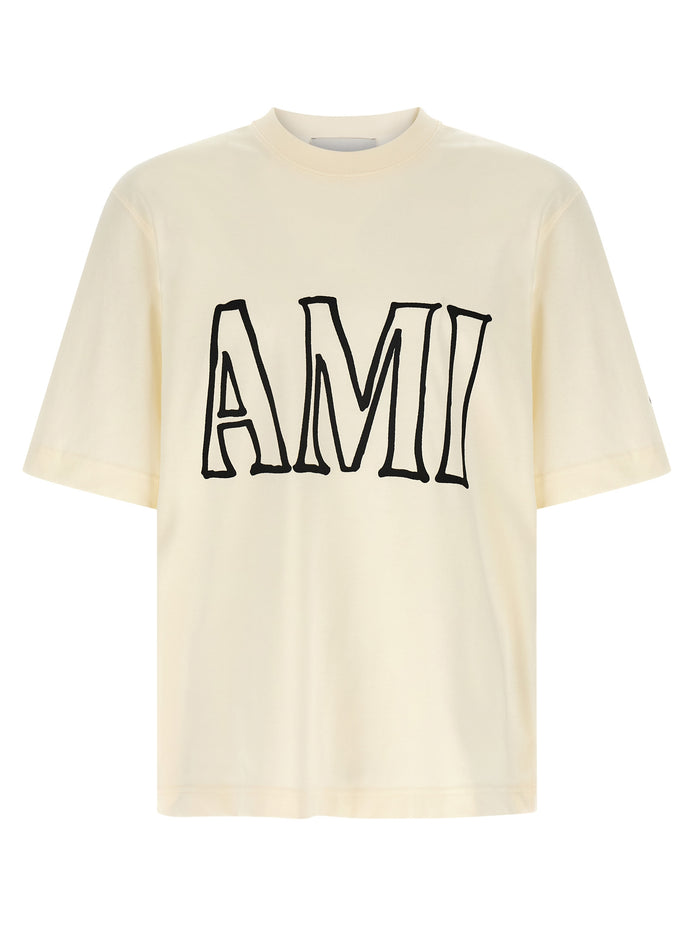 Ami Paris Beige Cotton T-Shirt