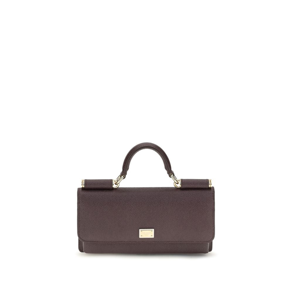 Dolce & Gabbana Sicily micro Brown Leather Shoulder Bag