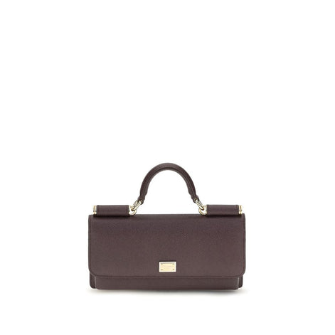 Dolce & Gabbana Sicily micro Brown Leather Shoulder Bag