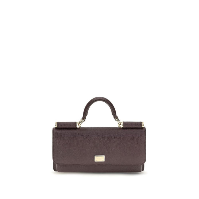 Dolce & Gabbana Sicily micro Brown Leather Shoulder Bag