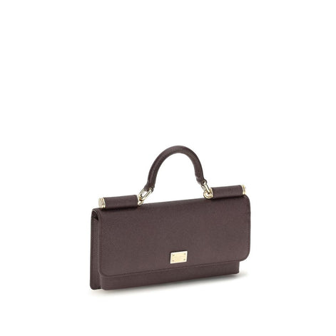 Dolce & Gabbana Sicily micro Brown Leather Shoulder Bag