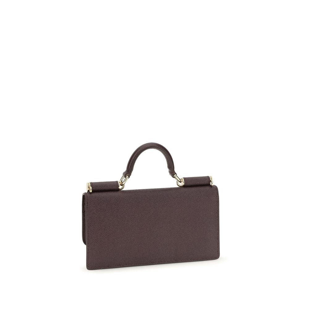 Dolce & Gabbana Sicily micro Brown Leather Shoulder Bag