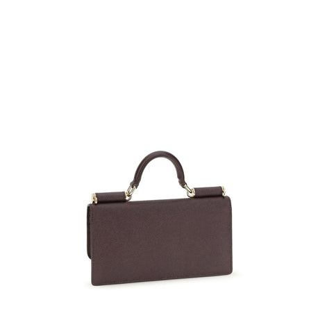 Dolce & Gabbana Sicily micro Brown Leather Shoulder Bag