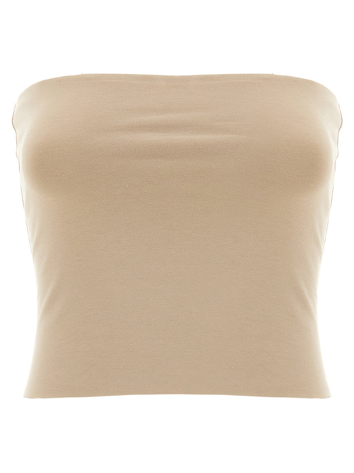 Brunello Cucinelli Beige Cotton Sleeveles T-Shirt