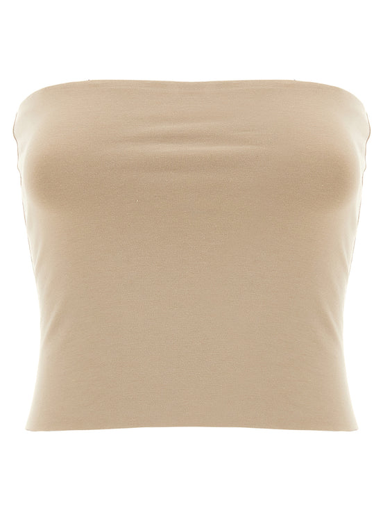 Brunello Cucinelli Beige Cotton Sleeveles T-Shirt