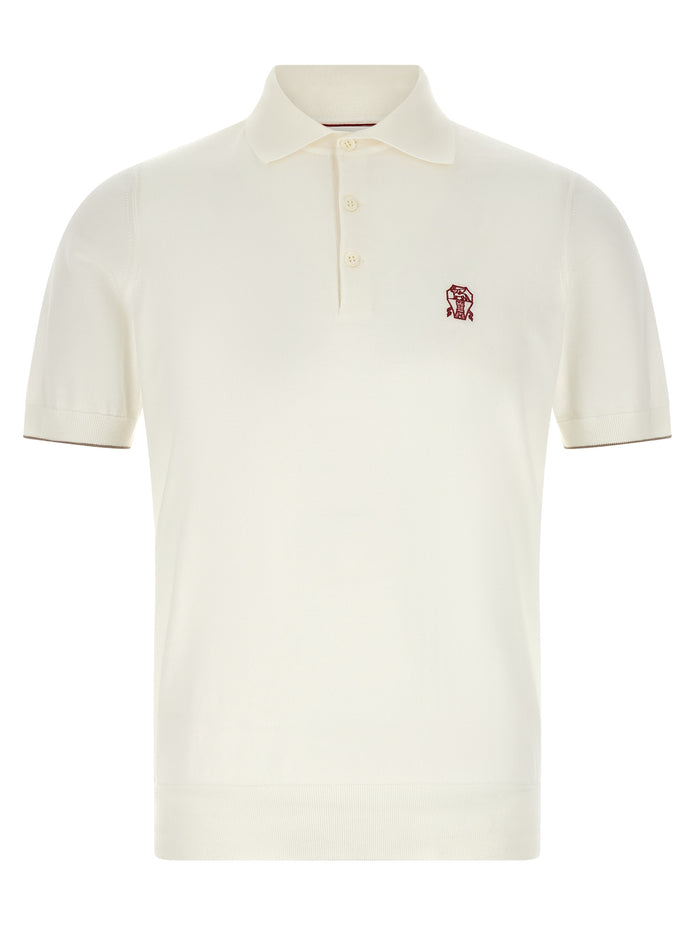 Brunello Cucinelli White Cotton Polo Shirt