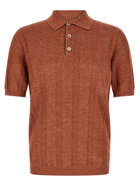 Brunello Cucinelli Orange Linen Polo Shirt