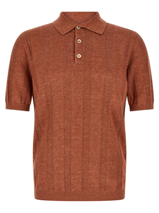 Brunello Cucinelli Orange Linen Polo Shirt