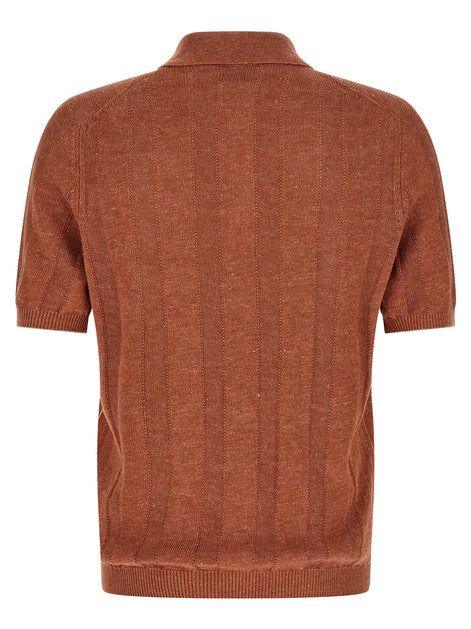 Brunello Cucinelli Orange Linen Polo Shirt
