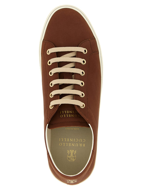 Brunello Cucinelli Brown Calfskin Low Top Sneakers