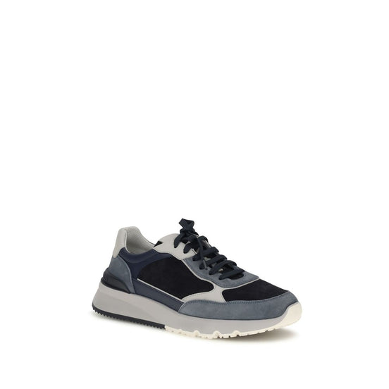 Brunello Cucinelli Blue Calf Leather Bos Taurus Athletic Sneakers