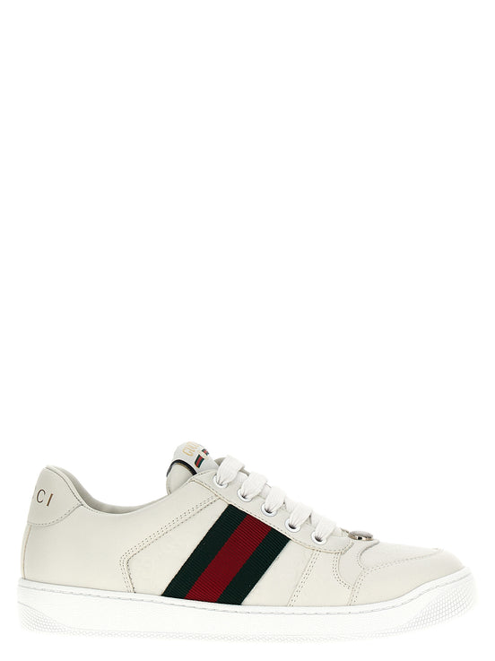 Gucci White Lamb Leather Low Top Sneakers