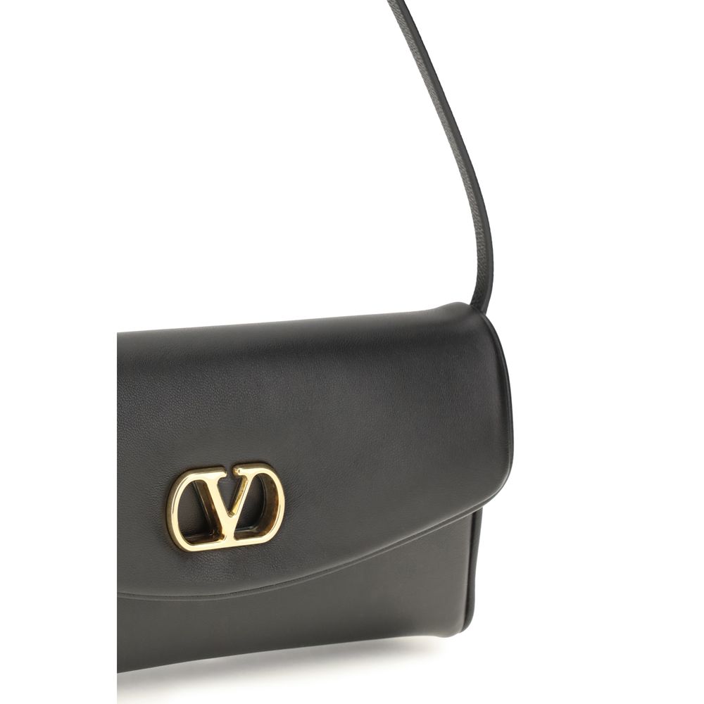 Valentino Garavani Devain Brown Leather Shoulder Bag