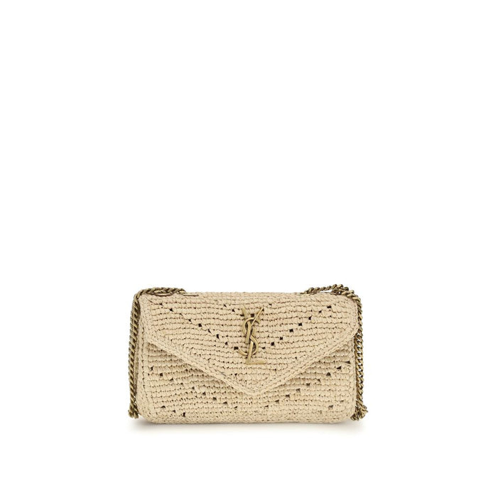 Saint Laurent Beige Raffia Shoulder Bag