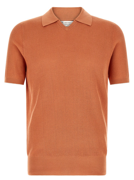 Brunello Cucinelli Orange Cotton Polo Shirt