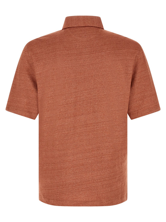 Brunello Cucinelli Orange Linen Polo Shirt