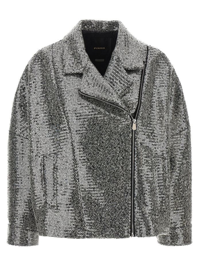 PINKO Silver Polyester Bomber