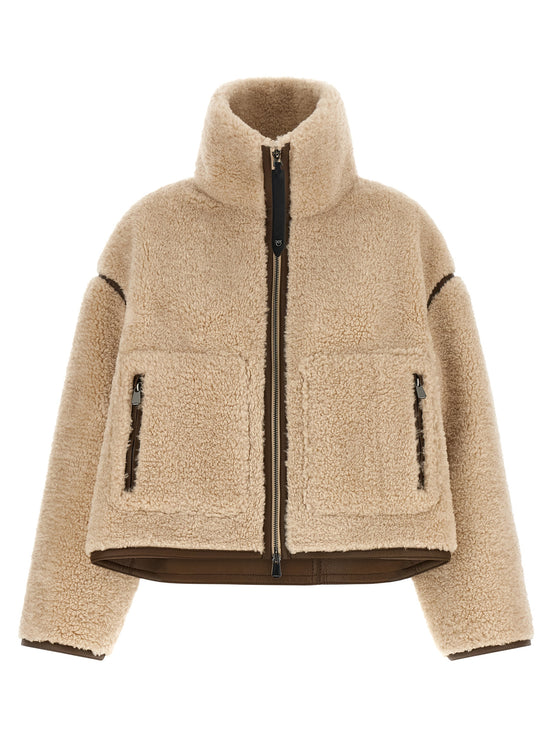PINKO Beige Polyester Full-Length Jacket