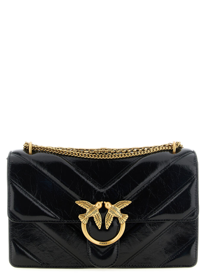 PINKO Black Calfskin Shoulder Bag