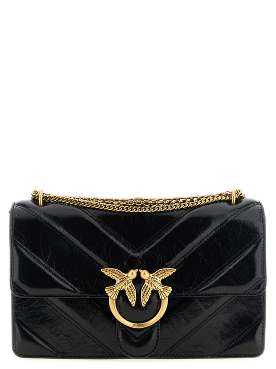 PINKO Black Calfskin Shoulder Bag