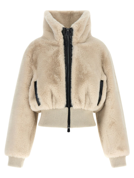 PINKO Beige Polyester Full-Length Jacket