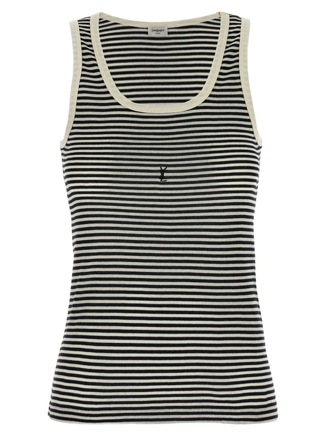 Saint Laurent Bicolor Cotton Tank Tops