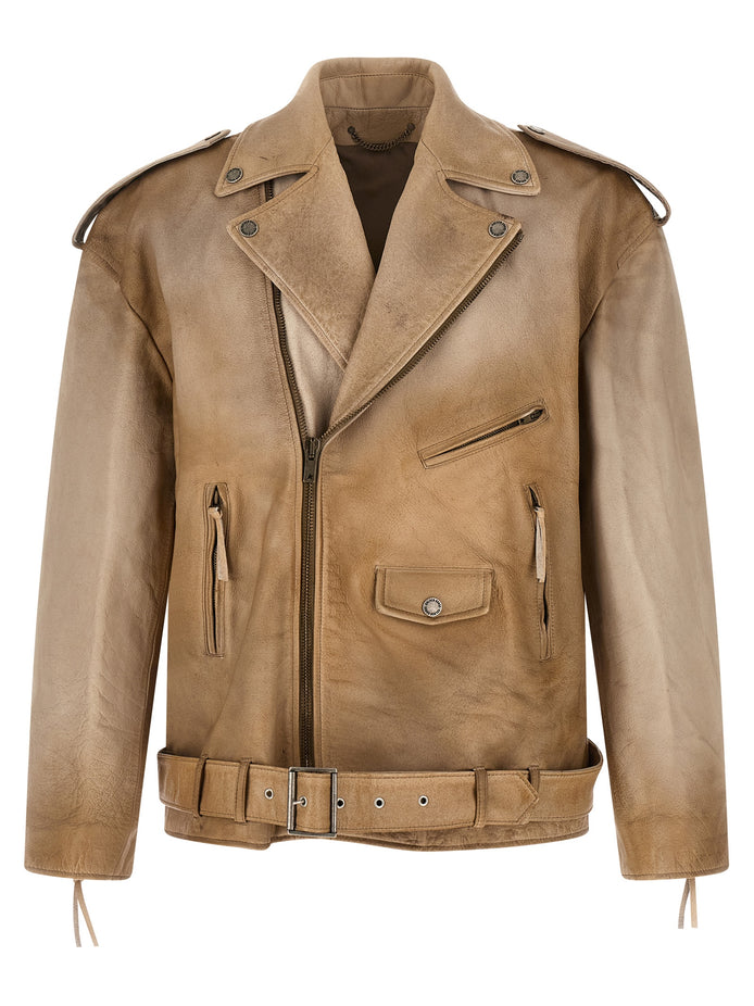 Golden Goose Beige Buffalo Leather Leather Jacket