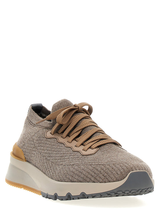 Brunello Cucinelli Gray Wool Low Top Sneakers